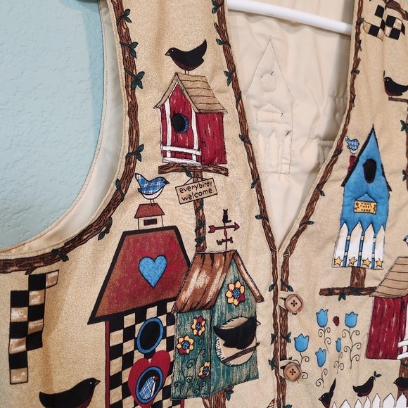 Vtg Handmade Quilted 90s Vest Sz Large Brown Granny Style Cottagecore Autumn EUC - Picture 3 of 6